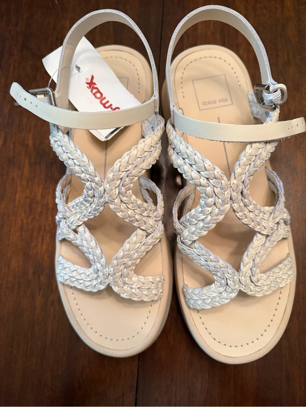 Dolce Vita White Braided Strappy Ankle Platform Sandals